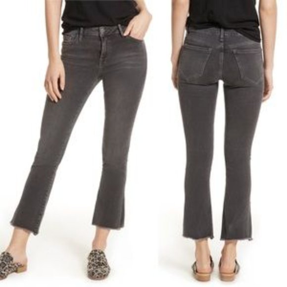 Free People Denim - Free People Grey Black Raw Hem Cropped Jeans